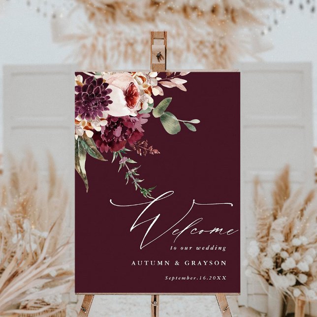 Automne Romance Floral Mariage Affiche de bienvenu (Créateur téléchargé)