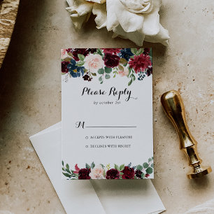 Automne Russe Bourgogne Moderne Calligraphie RSVP