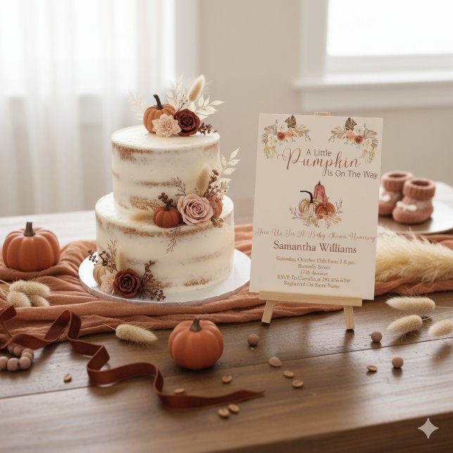 Automne Rustic Little Citrouille Invitation Baby s (Créateur téléchargé)