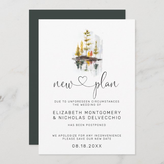 Automne Rustique | Faire-part Mariage reporté (Devant / Derrière)