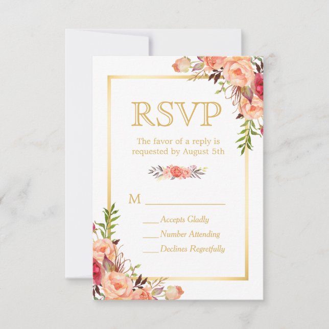 Automne Rustique Fleurs Orange Chic Or RSVP (Devant)