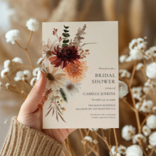 Automne Rustique Floral Bridal Invitation à la dou