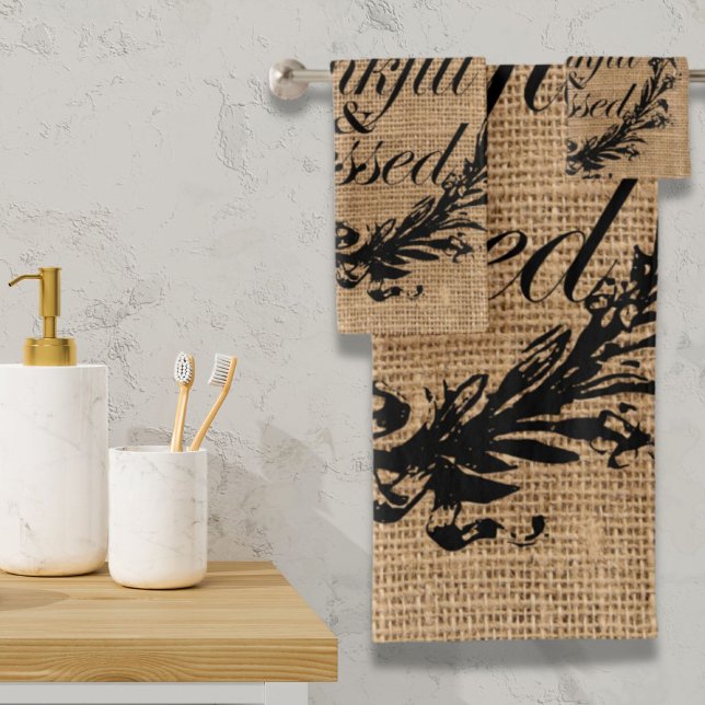 automne rustique l'automne grâce l'action de grâce (rustic fall autumn thanksgiving thankful blessed bath towel set)