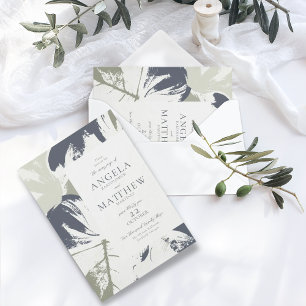 Automne Sage Marine Floral Invitation Abstraite