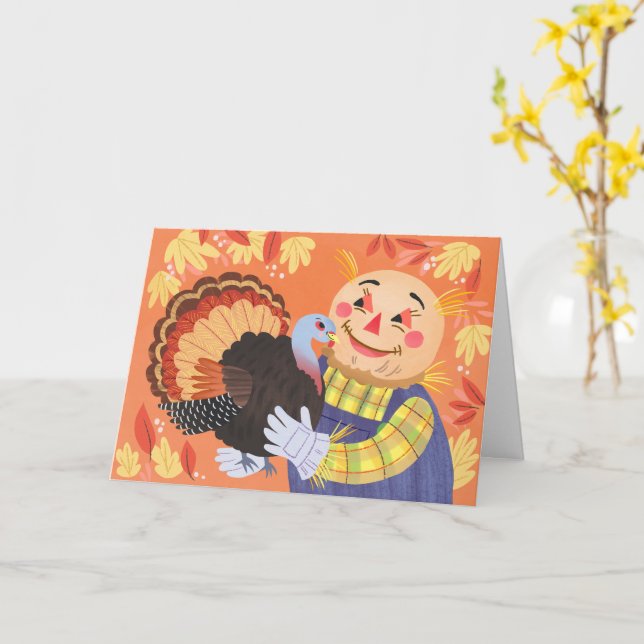 Automne Scarecrow et carte Turquie (Fleur jaune)