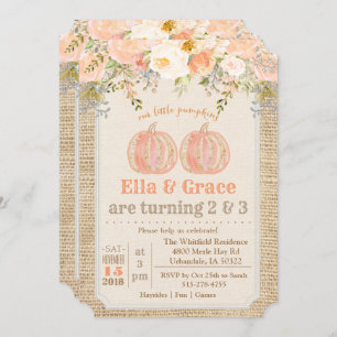 Automne Sibling Dual Twin Invitation Anniversaire