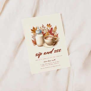 Automne simple Sip et voir Baby shower Invitation