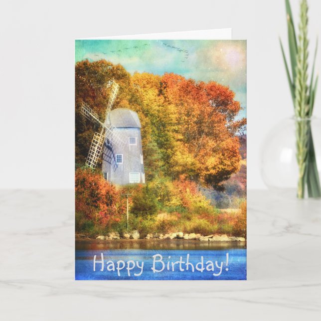 Automne Sur La Rivière Carte de voeux Anniversaire (Devant)