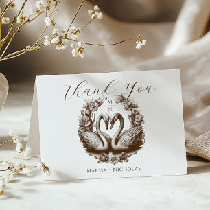 Automne Swan Lake Mariage Carte de remerciements