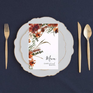 Automne Terracotta Floral Mariage Menu
