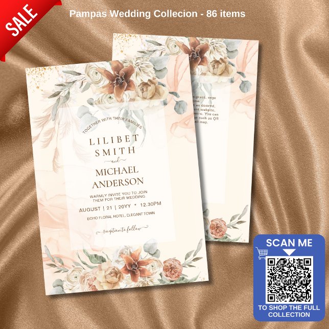 Automne Terracotta Floral Pampas MARIAGE (Créateur téléchargé)