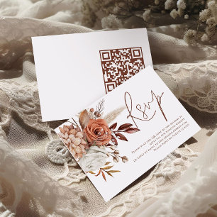 Automne Terracotta Florals QR Code Mariage RSVP