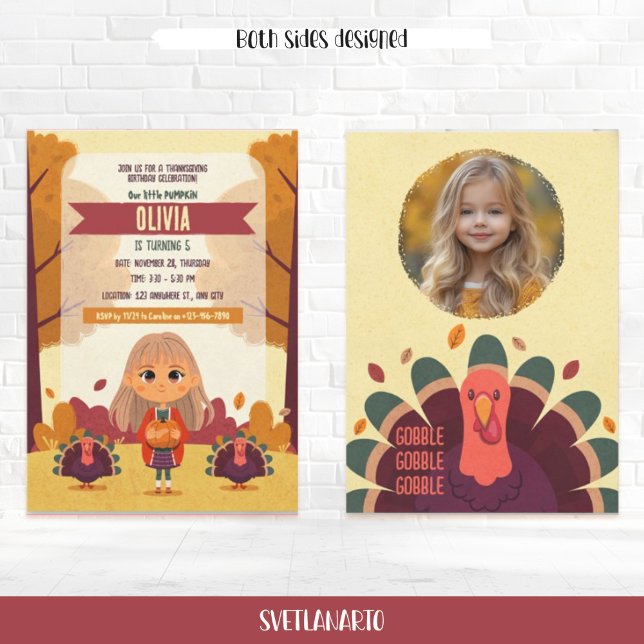 Automne Thanksgiving Anniversaire Photo Invitation (Créateur téléchargé)