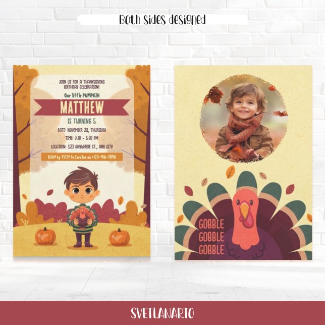 Automne Thanksgiving Anniversaire Photo Invitation (Créateur téléchargé)