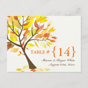 Automne Thème Mariage Numéro de table Sièges Carte