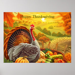Automne Turquie Citrouilles Thanksgiving Poster