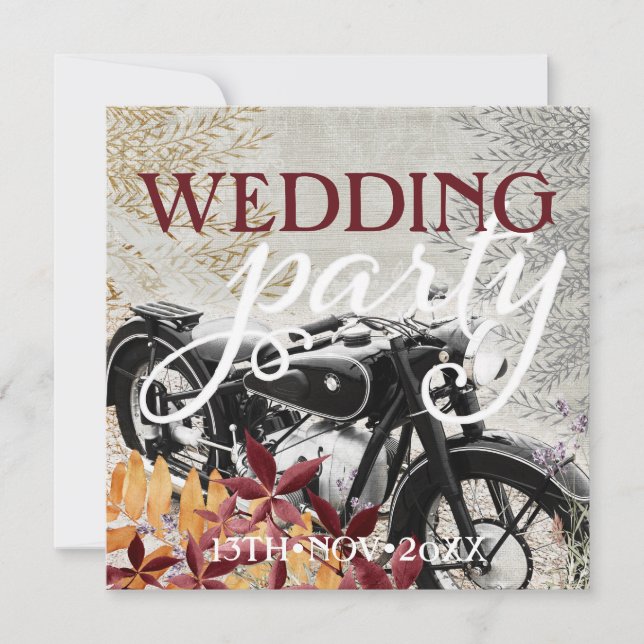 Automne Vintage Moto Mariage Invitations (Devant)