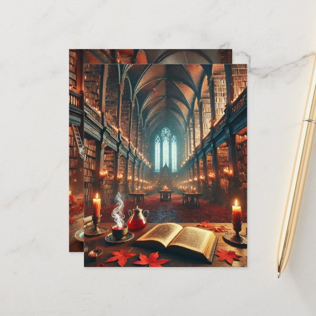 Automne Whimsigoth Magie Bibliothèque livre papier (Devant/Arrière en situation)