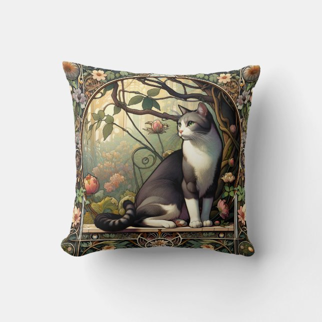 Automne Whisper Art Nouveau Chat Coussin (Recto)