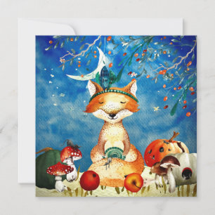 Automne Woodland Friends Fox Forest Illustration