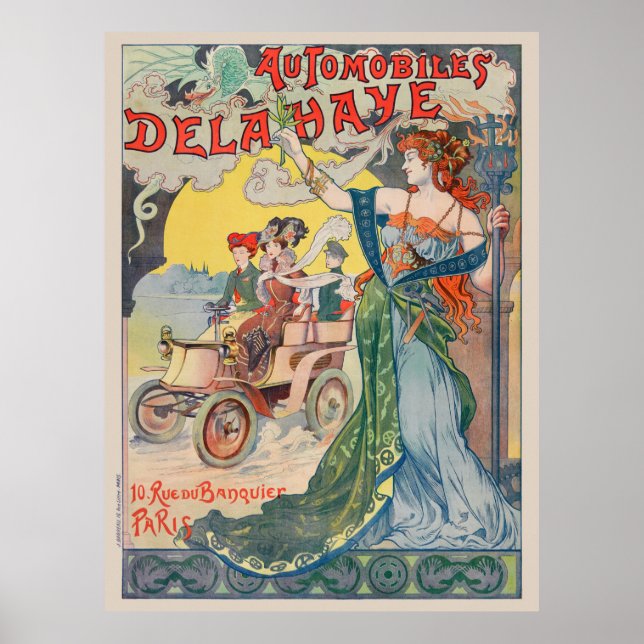 Automobiles Delahaye France Poster vintage 1898 (Devant)