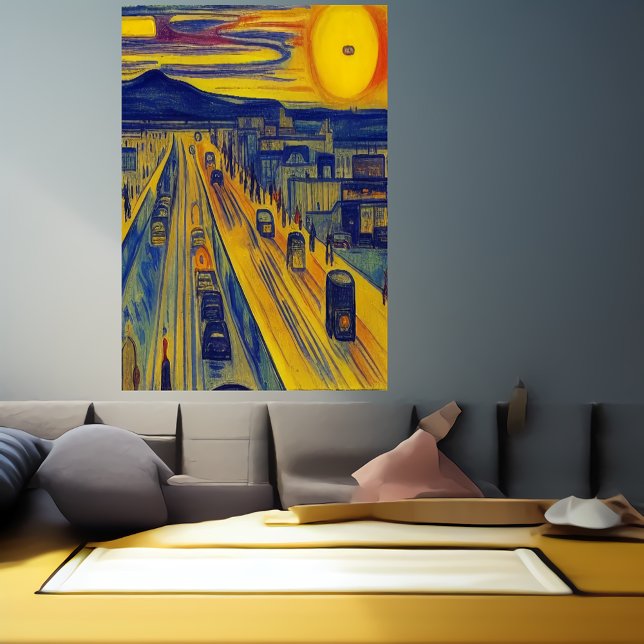 Autoroute et ville | AI Art Poster (Créateur téléchargé)