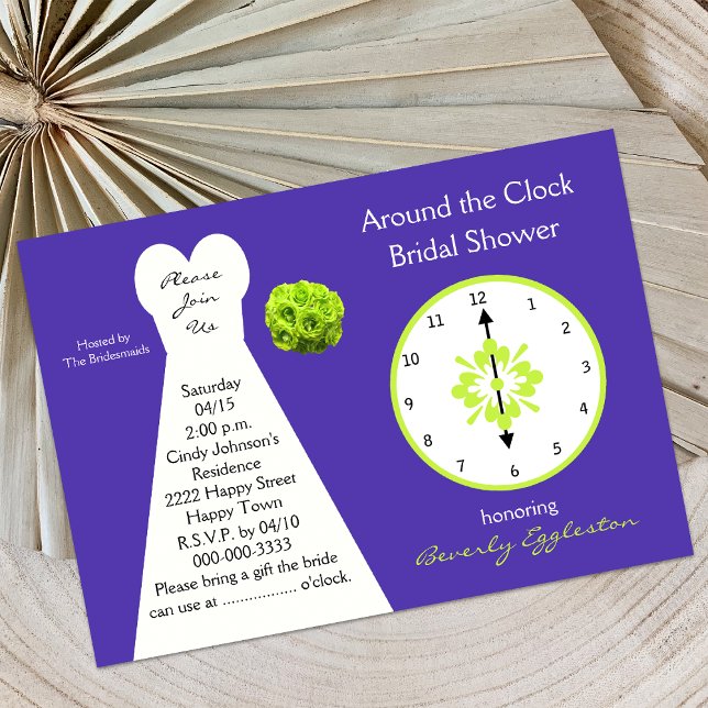 Autour de l'horloge Bridal Shower Invitations viol (Créateur téléchargé)