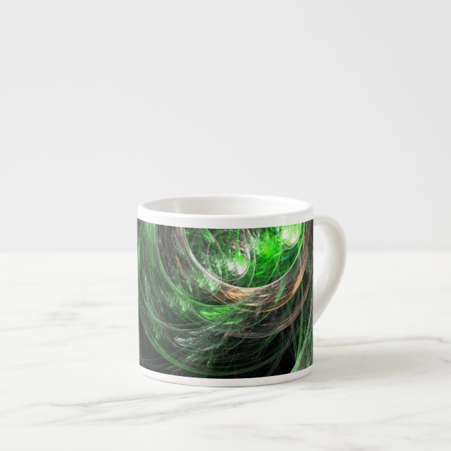Autour du monde Green Abstrait Art Espresso Mug (Devant droit)