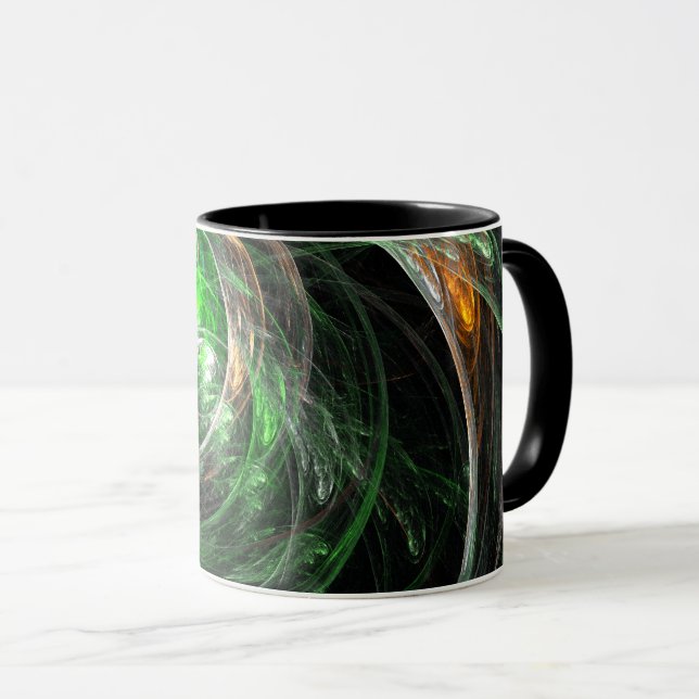 Autour du monde Green Abstrait Coffee Mug (Devant droit)