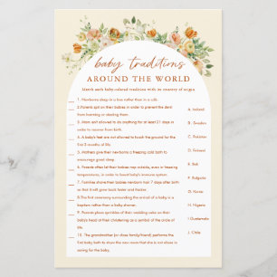 Autour du monde Printemps Floral Baby shower Jeu