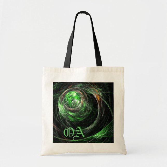 Autour du monde Vert Abstrait Art Monogram sac (Devant)