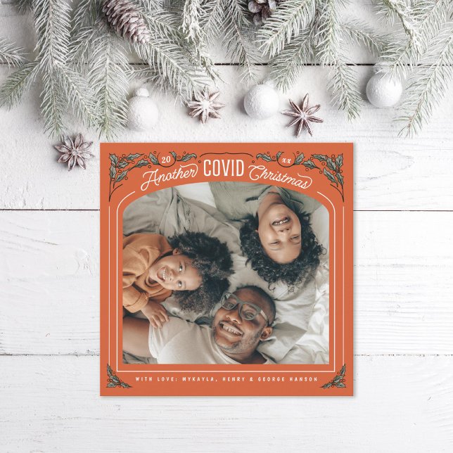 Autre carte COVID Christmas Holly Photo Holiday (Créateur téléchargé)