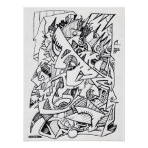 Autres plans d'ici, dessin à l'encre Affiche brill