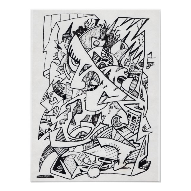 Autres plans d'ici, dessin à l'encre Affiche brill (Devant)