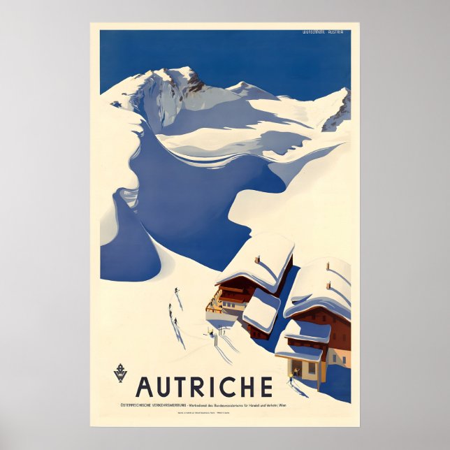 Autriche Autriche Affiche Vintage Ski - Impression (Devant)