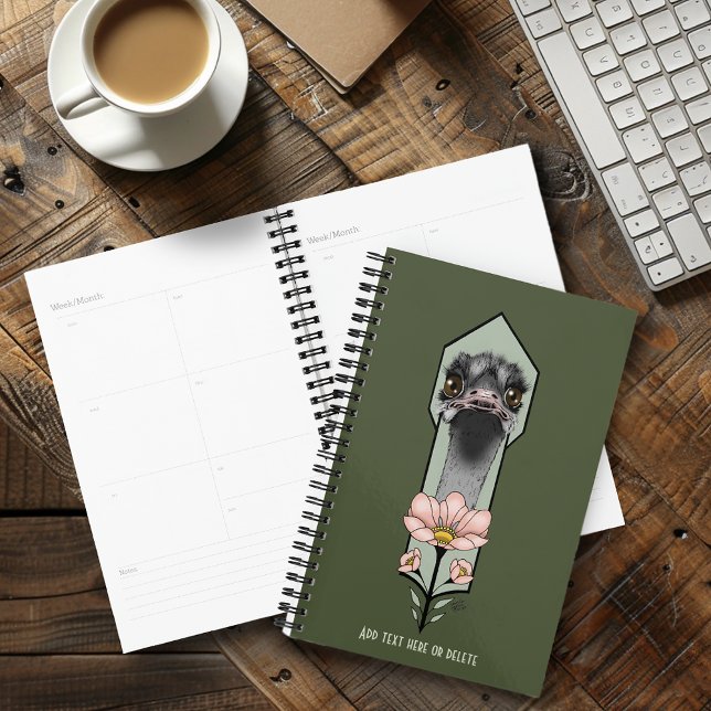 Autruche Rose Fleurs Vert Olive Art Déco (Créateur téléchargé)