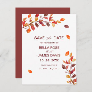 Autumn Branch Leafs Wedding Enregistrer la date