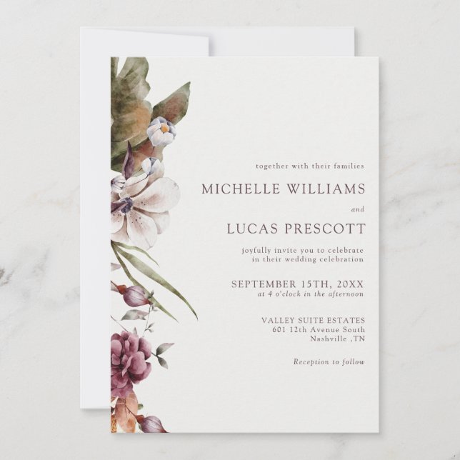 Autumn Floral Wedding Invitation (Devant)