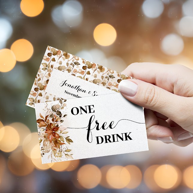 Autumn Free Drink Wedding Reception Ticket Card (Créateur téléchargé)
