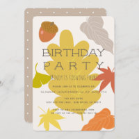 Autumn Leaves & Acorn Anniversaire Fête Invitation