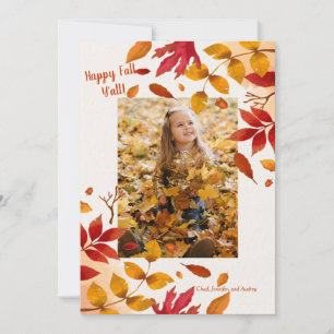 Autumn Leaves Photo Frame Card Vertical