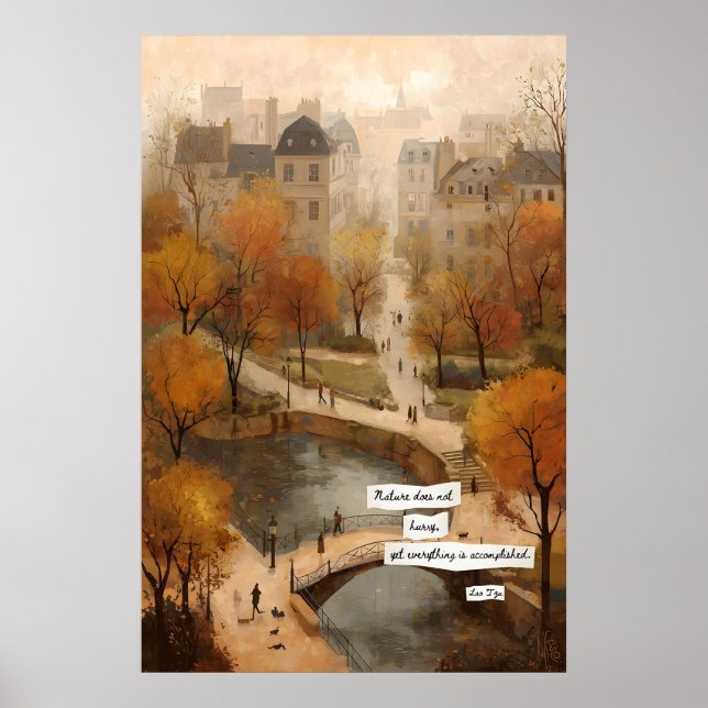 Autumn Park Path Poster  Bridge, Pond, Literary (Devant)