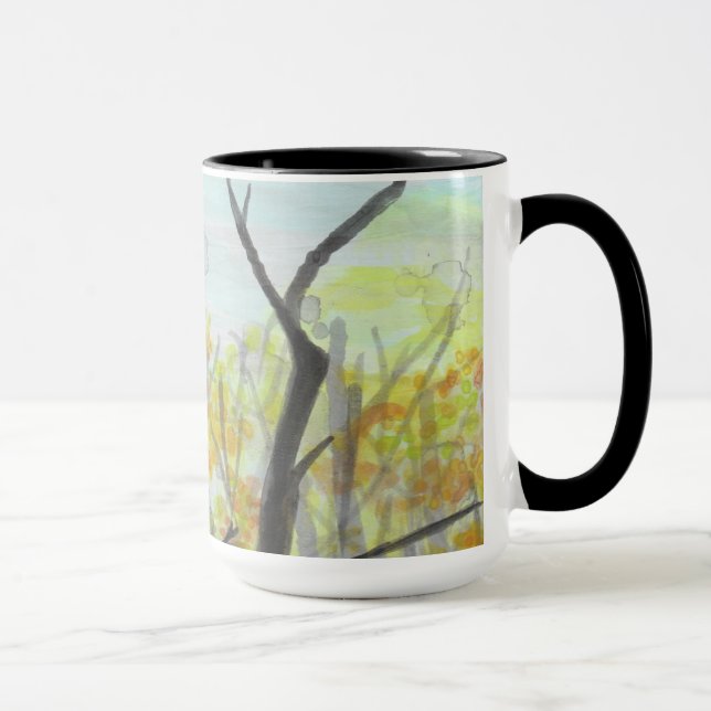 Autumn Raven serene trees Bird Nature art Mugs (Droite)