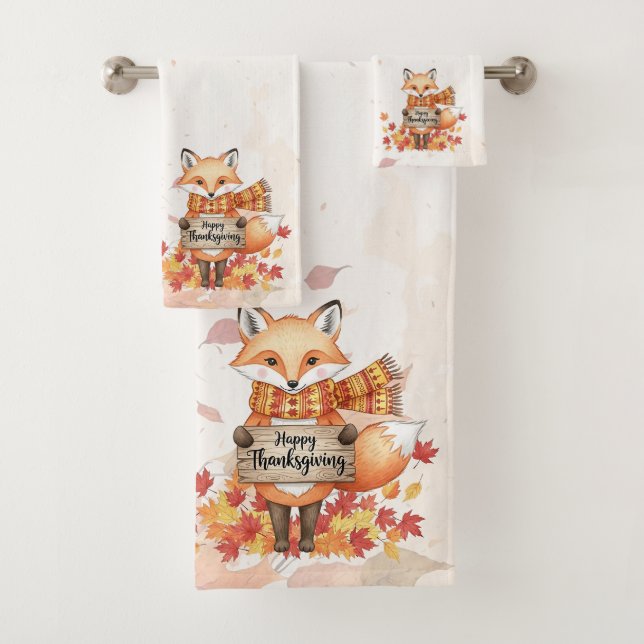 Autumn Whimsy – Thanksgiving Fox with Fall Leaves  (En situation)