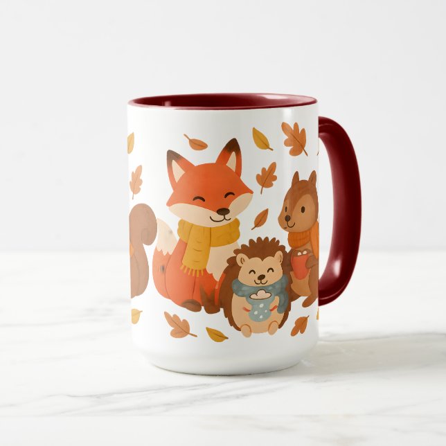 Autumn Woodland Animals Ceramic Mug (Devant droit)
