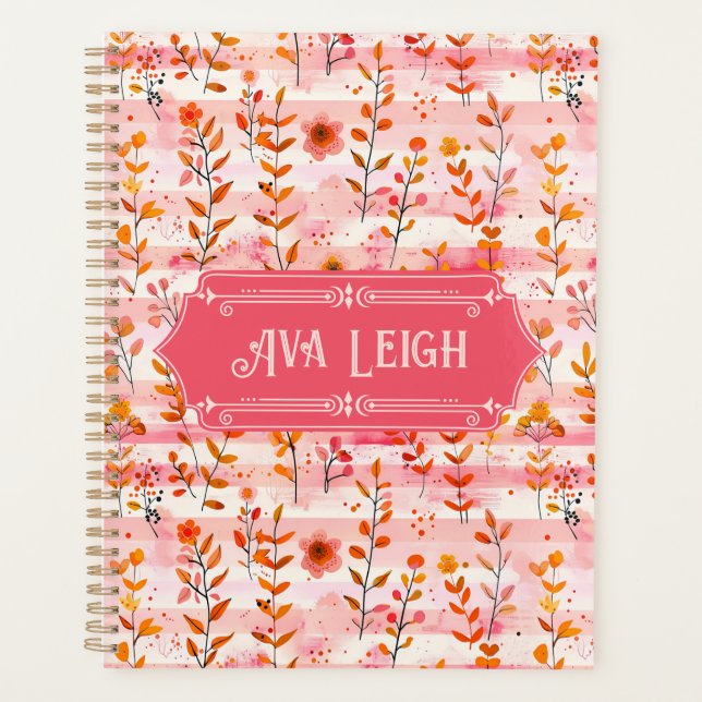 Ava Leigh rose et orange aquarelle Floral (Devant)