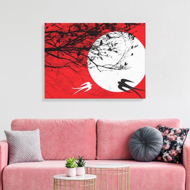 Avales Lune Silhouette Rouge Enveloppé Toile (Insitu(Salon))