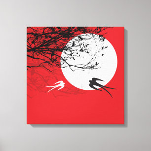 Avales Lune Silhouette Rouge Enveloppé Toile