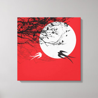 Avales Lune Silhouette Rouge Enveloppé Toile