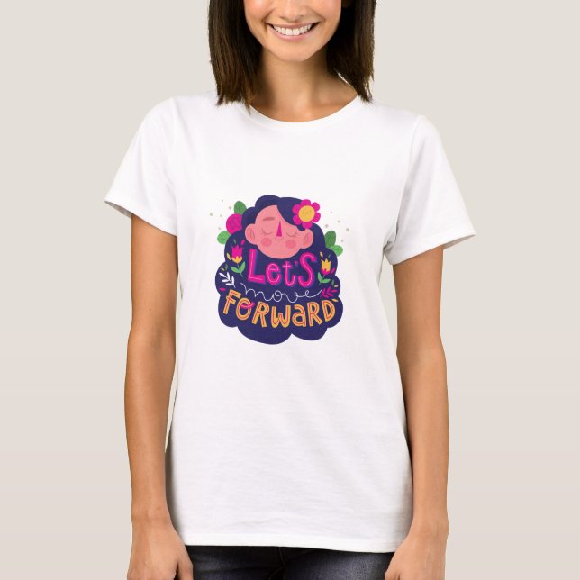 Avançons - T-shirt Floral Motivationnel. (Devant)